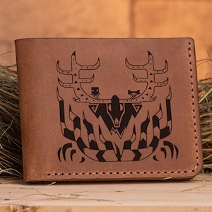Cartera de cuero Leshen Monster Hunter World, regalo de Navidad para gamer, cartera de regalo MHW, cartera personalizada para hombre, regalo para marido geek para él s35