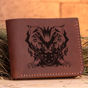 Teostra Monster Hunter World Leder Brieftasche Weihnachten Geschenk für Gamer MHW Geschenk Brieftasche personalisierte Herren Brieftasche Mann Geek Geschenk für ihn s45