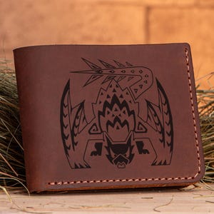 Nargacuga Monster Hunter World Leder Geldbörse Weihnachtsgeschenk für Gamer MHW Geschenk personalisierte Herren Geldbörse Mann Geek Geschenk für ihn s37