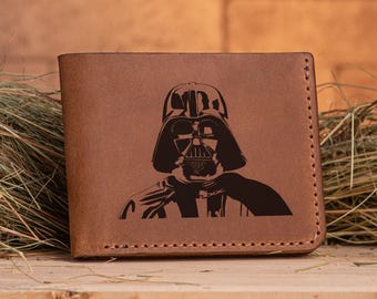 Darth Vader Wallet, Personalized Mens Wallet Star Wars Engraved Leather Wallet Mens Husband Gift, Star Wars Christmas Gift For Boyfriend k15