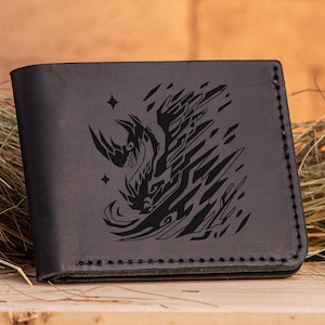Velkhana Monster Hunter World Leder Brieftasche Weihnachten Geschenk für Gamer MHW Geschenk Brieftasche Personalisierte Herren Brieftasche Mann Geek Geschenk für Ihn s47