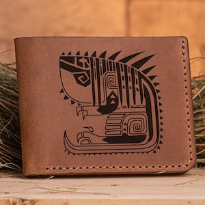 Cartera de cuero de Monster Hunter World de Jagras, regalo de Navidad para gamers, billetera personalizada para hombres, regalo para esposos geeks, regalo para él s31