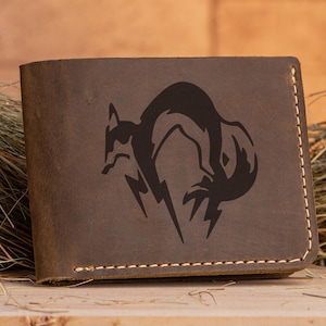 Metal Gear Solid Wallet Cadeau de Noël pour GamerFox Hound Portefeuille pour homme personnalisé MGS Portefeuille en cuir pour homme Mari Geek Cadeau pour homme k276