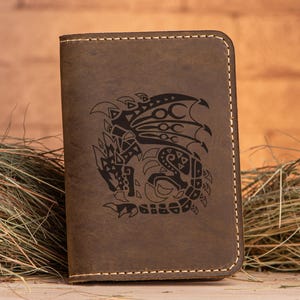 Rathalos Monster Hunter World paspoortomslag kerstcadeau voor gamer gepersonaliseerde lederen paspoorthouder MHW cadeau voor hem vriendje s41