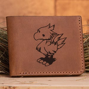 Portefeuille en cuir chocobo Final Fantasy, cadeau de Noël pour joueur, cadeau pour petit ami, porte-monnaie personnalisé, cadeau pour lui, cadeau pour homme