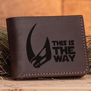 Mudhorn Brieftasche Dies ist der Weg Star Wars Mandalorian Geschenk personalisierte Herren Brieftasche Leder Brieftasche Herren Mann Geschenk Freund, Geschenk für ihn