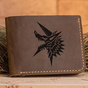 Portafoglio in pelle Monster Hunter World Zinogre, regalo di Natale per giocatori, portafoglio personalizzato da uomo, portafoglio MHW da uomo, regalo per marito geek da uomo k224