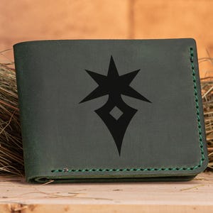 Cartera de cuero de Final Fantasy Dark Knight, regalo de Navidad para gamers, regalos para novios, billetera personalizada, regalo para él o para hombres