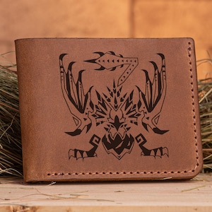 Yian Garuga Monster Hunter World Leder Geldbörse Weihnachtsgeschenk für Gamer MHW Geschenk personalisierte Herren Geldbörse Mann Geek Geschenk für ihn s49