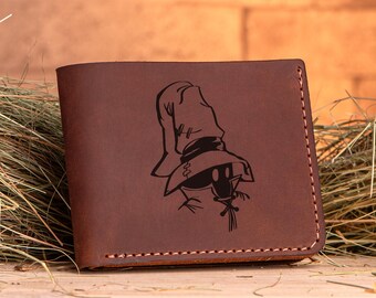 Final Fantasy Wizard Leather Wallet Christmas Gift for Gamer Gifts For Boyfriend Personalized Billfold Wallet Gift For Him / Gift For Guys