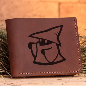 Cartera de cuero de Final Fantasy BLACK MAGE, regalo de Navidad para jugadores, regalos para novios, billetera personalizada, regalo para él o para hombres