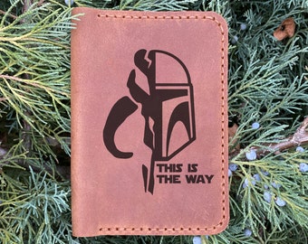 This is the Way Mandalorian Helmet Passport Cover. Star Wars Gift Passport Wallet. Leather Passport Holder Husband Gift Gift for Him k67