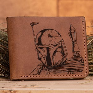 Mandalorian Boba Fett Brieftasche Star Wars Geschenk Personalisierte Herren Brieftasche Leder Brieftasche Mann Geschenk, Freundgeschenk, Geschenk für Ihn Star Wars s1