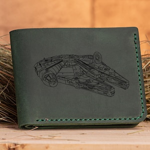 Star Wars Wallet X Wing Cadeau personnalisé pour homme Portefeuille pour homme T-65 X-wing gravé Portefeuille en cuir Cadeau pour homme Cadeau copain, cadeau pour lui Star Wars