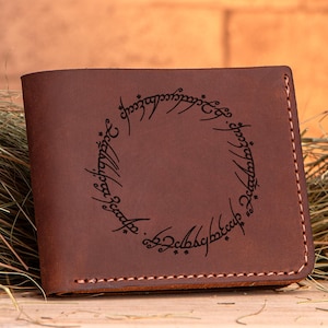 Cartera de El Señor de los Anillos, Cartera Personalizada para Hombre, Cartera de Cuero El Anillo Único ESDLA para Hombre, Regalo de Navidad Personalizado para Esposo k7