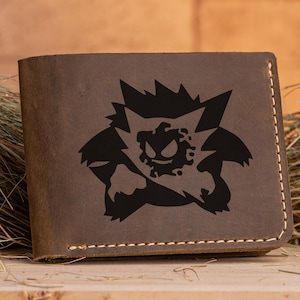 Cartera de cuero Gengar, regalo de Navidad para gamers, cartera personalizada para hombre, cartera de cuero personalizada para hombre, regalo para hombre, regalo para él/para niño