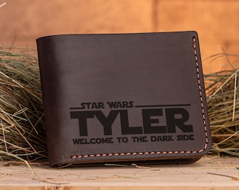 Star Wars Wallet Personalized Mens Wallet Welcome to the Dark Side Engraved Leather Wallet Mens Husband Gift Christmas Gift Boyfriend k11
