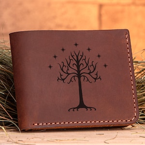 Baum der Gondor Brieftasche, personalisierte Herren Brieftasche, Herr der Ringe LOTR Hobbit Leder Brieftasche Herren, Geschenk für Mann k32