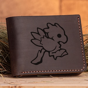 Cartera de cuero Chocobo Final Fantasy, regalo de Navidad para gamers, regalos para novios, billetera personalizada, regalo para él, regalo para hombres