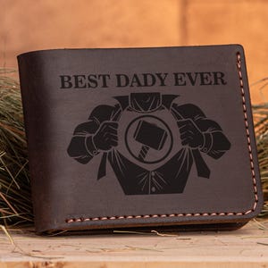 Regalo para papá superhéroe - La mejor billetera para papá - Regalo para el día del padre - Regalo personalizado para papá - Billetera de cuero personalizada - Regalos divertidos para papá