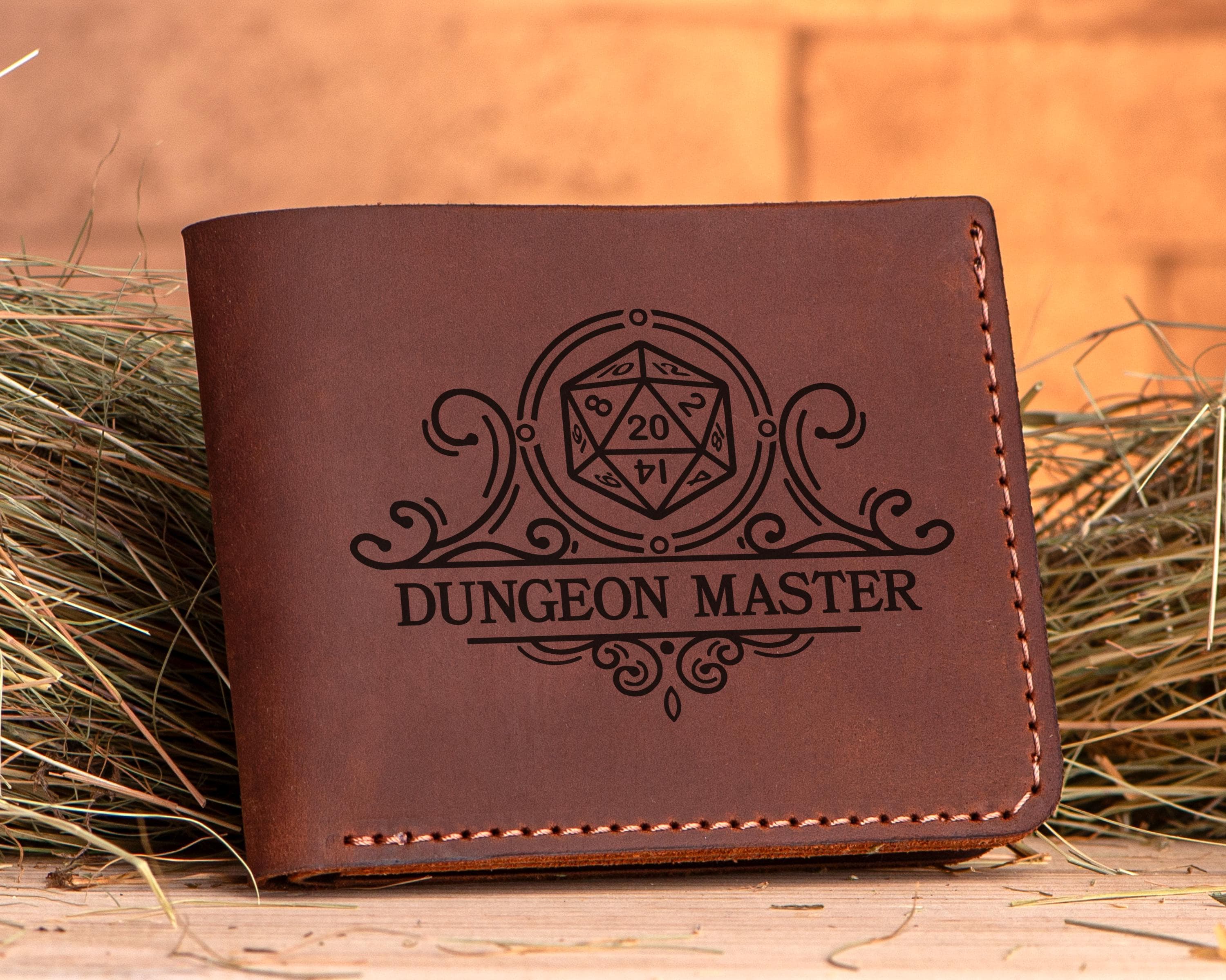 Gift for Him Dungeon Master Wallet Personalized Mens Wallet Gift For Father D&D Leather Wallet Mens Husband Gift Geek Gift Gamer Gift k44