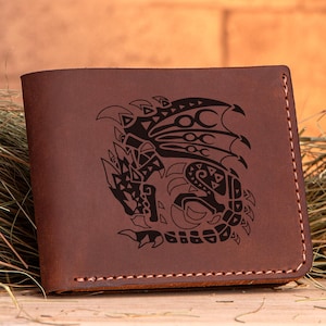 Rathalos Monster Hunter World Leder Brieftasche Weihnachtsgeschenk für Gamer MHW Geschenk Brieftasche personalisierte Herren Brieftasche Mann Geek Geschenk für ihn s41