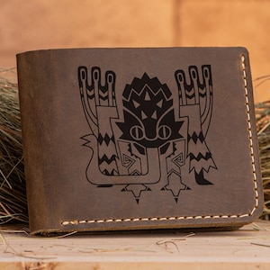 Coral Pukei-Pukei Monster Hunter World Leder Geldbörse Weihnachtsgeschenk für Gamer MHW personalisierte Herren Geldbörse Mann Geek Geschenk für ihn s25