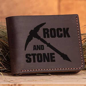 Deep Rock Galactic Leder Brieftasche, Rock und Stein Geschenk für Gamer personalisierte Leder Brieftasche Herren Geek Geschenk, Geschenk für ihn, Geschenk für Mann