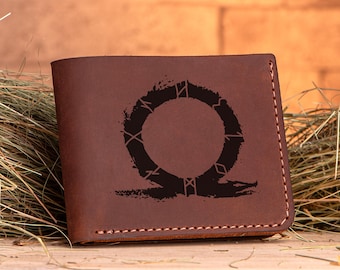 God of War Leder Brieftasche Weihnachten Geschenk für Gamer personalisierte Herren Brieftasche Leder Brieftasche Herren Mann Geek Geschenk für Männer Geschenk für ihn s9