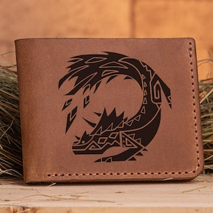 Monster Hunter World Viper Tobi-Kadachi Leder Brieftasche Geschenk für Gamer personalisierte Herren Brieftasche MHW Brieftasche Herren Mann Geek Geschenk für Männer s52