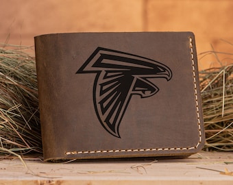 American Football Team Wallet Personalized Mens Gift Wallet Distressed Leather Wallet Husband Gift, Boyfriend Gift, Sports fan Gift for Him