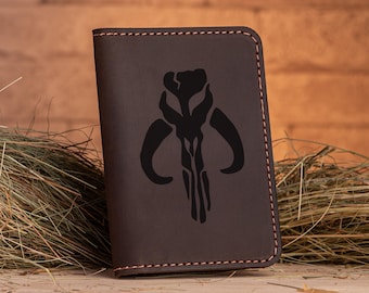 Mandalorian Passport Cover. Star Wars Gift Passport Wallet. Personalized Leather Passport Holder Husband Gift Gift for Him, Boyfriend Gift