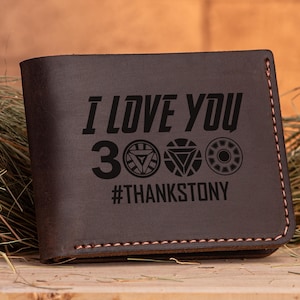 Ich liebe dich 3000 Brieftasche, Vatertagsgeschenk, personalisierte Herren Brieftasche, Avengers Leder Brieftasche Herren, Geschenk für Freund, Geschenk für ihn k63