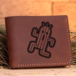 Portefeuille en cuir Final Fantasy Cactuar, cadeau de Noël pour gamer, cadeau pour petit ami, portefeuille portefeuille personnalisé, cadeau pour lui, cadeau pour homme