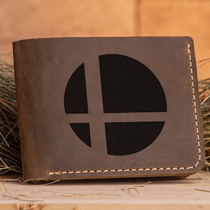 Super Smash Bros Leather Wallet Gift for Gamer Personalized Leather Wallet Mens Custom Geek Gift, Gift for Him, Gift for Husband k241