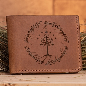LOTR Weihnachtsgeschenk Ledergeldbörse Baum von Gondor Eine Ringbrieftasche personalisierte Brieftasche Herr der Ringe Geschenk für Mann s18