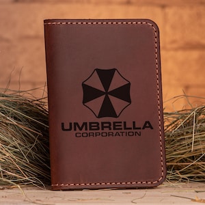 Regalo de Navidad de Umbrella Corporation para gamer, billetera para pasaporte de Resident Evil, funda para pasaporte de cuero, porta pasaporte, regalo personalizado para él