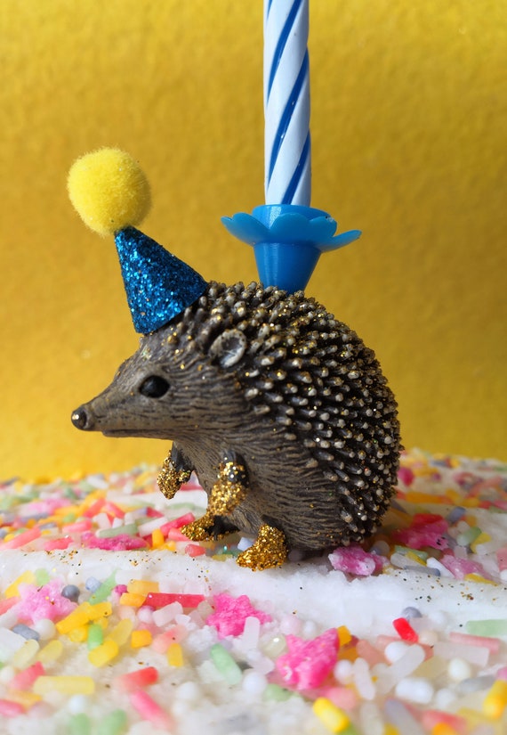 Hedgehog Cake Topper Decoration Bougeoir Cadeau Etsy