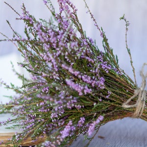 Heather bouquet dried flower bunch dried heather flower Calluna vulgaris natural dried wild flowers old cottage bunch rustic style bouquet image 1