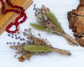 Mini Gedroogde Bloem Boeketten Lavendel boeket Gedroogde wilde bloemen Rustieke stijl boeket Gedroogd Kleurrijk Bloemenboeket Gedroogde bloemen Boutonnières
