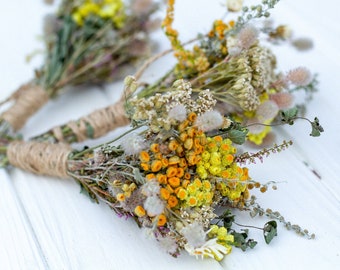 Mini Dried Flower Bouquets Dried wild flowers Rustic style bouquet Dried Colorful Flower Bouquet, Dried flowers Boutonnières