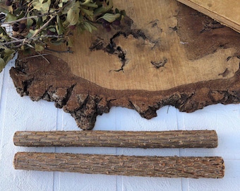 Juego de 2 palitos de pino natural de 0,98'' de diámetro, ramas de pino, ramas secas de madera natural, palitos para manualidades, suministros para manualidades de madera