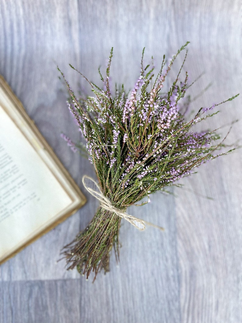 Heather bouquet dried flower bunch dried heather flower Calluna vulgaris natural dried wild flowers old cottage bunch rustic style bouquet image 5