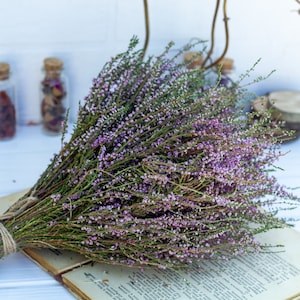 Heather bouquet dried flower bunch dried heather flower Calluna vulgaris natural dried wild flowers old cottage bunch rustic style bouquet image 6