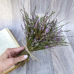 Heather bouquet dried flower bunch dried heather flower Calluna vulgaris natural dried wild flowers old cottage bunch rustic style bouquet image 2