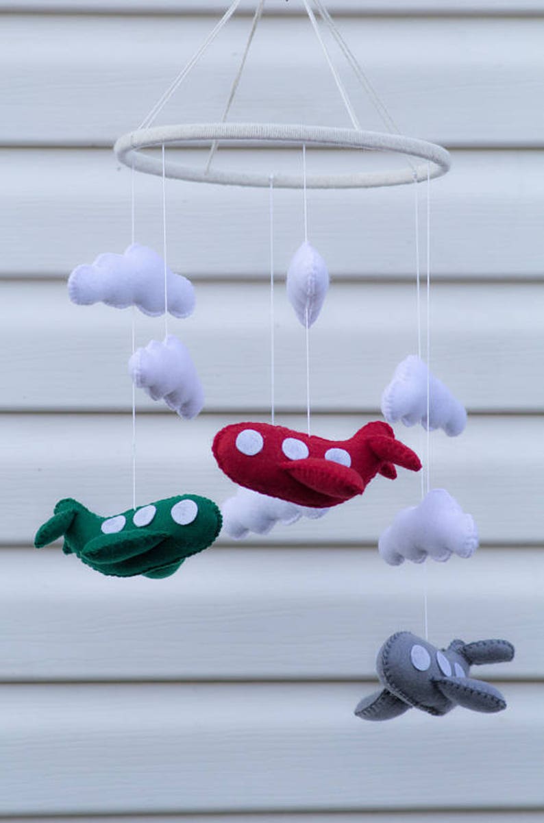 Airplane Mobile Baby Crib Mobile Airplanebaby Mobilenursery Etsy
