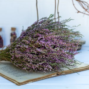 Heather bouquet dried flower bunch dried heather flower Calluna vulgaris natural dried wild flowers old cottage bunch rustic style bouquet image 2