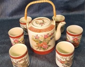 Arnart Satsuma Tea Set 1979 Porcelain and Bamboo