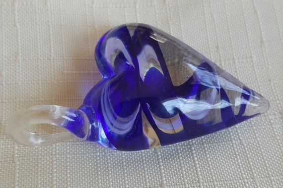 Art Glass Heart Pendant, Murano Style View 2