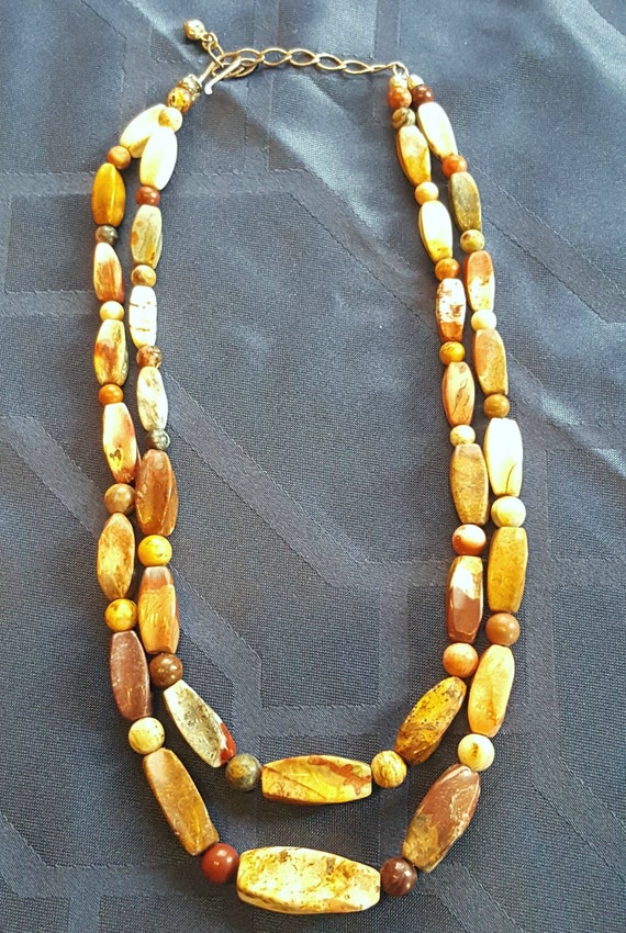 Vintage Sterling Silver and Jasper Beaded Necklace